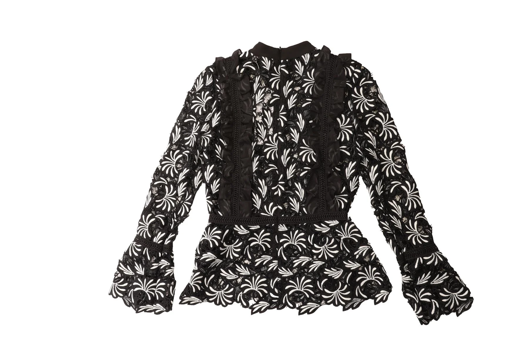 SELF-PORTRAIT BLACK CROCHET TOP UK 8 - Image 3