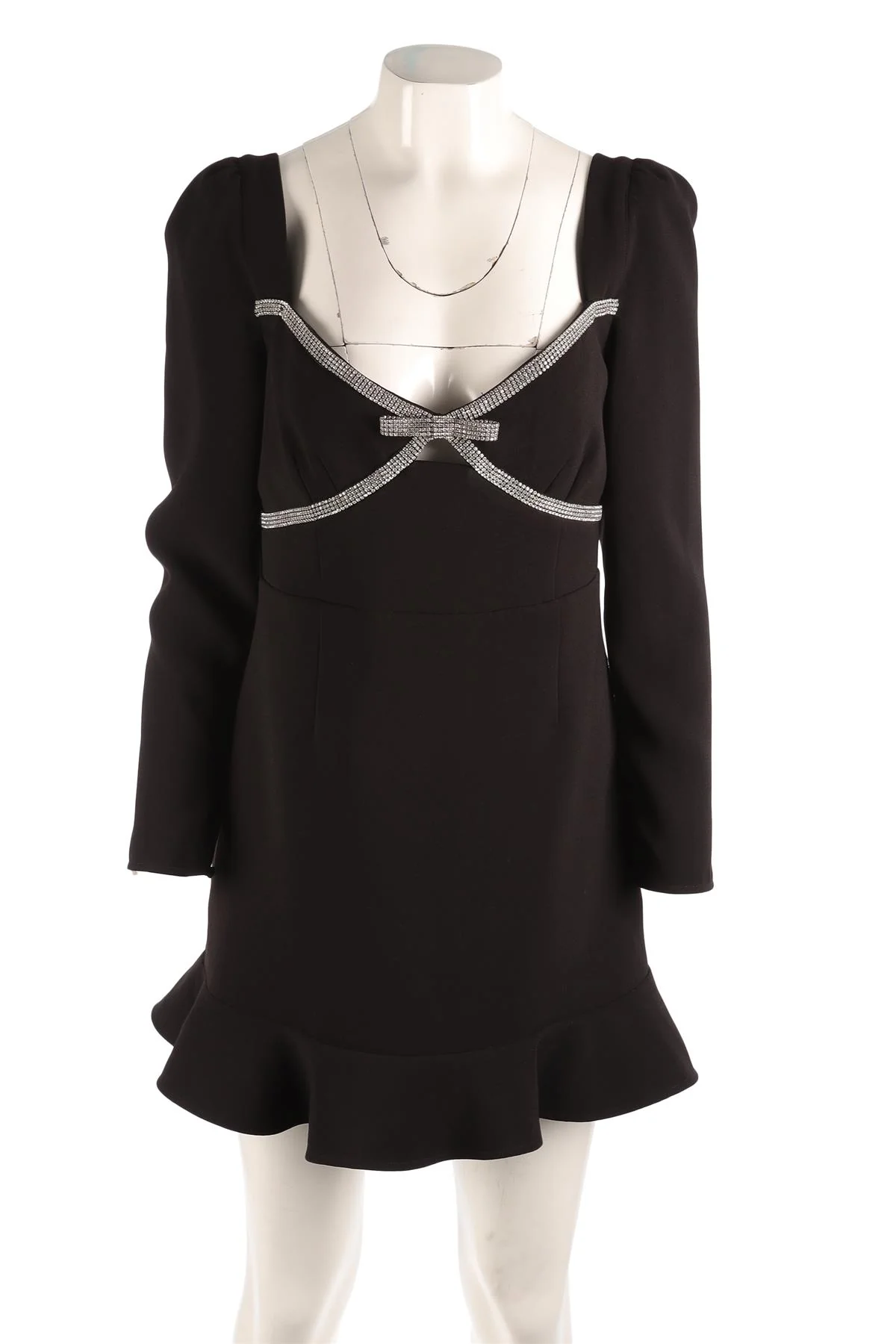 SELF-PORTRAIT BLACK KNIT MINI DRESS UK 14 - Image 2