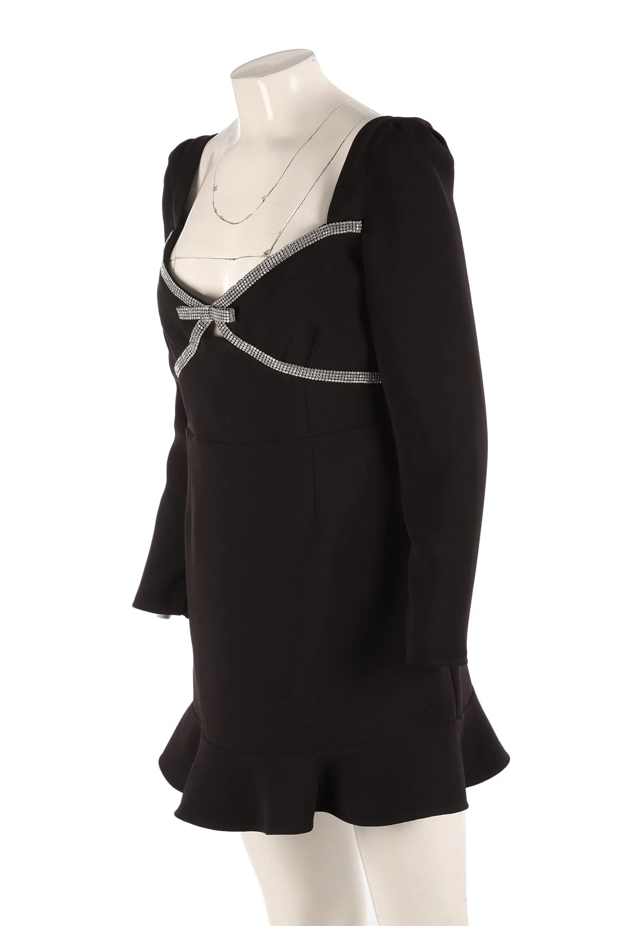 SELF-PORTRAIT BLACK KNIT MINI DRESS UK 14 - Image 3
