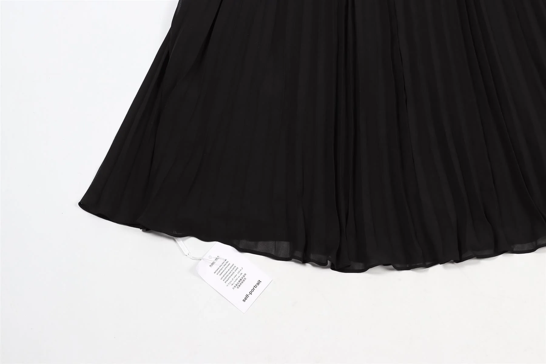 SELF-PORTRAIT BLACK PLEATED CHIFFON MIDI SKIRT UK 4 - Image 5