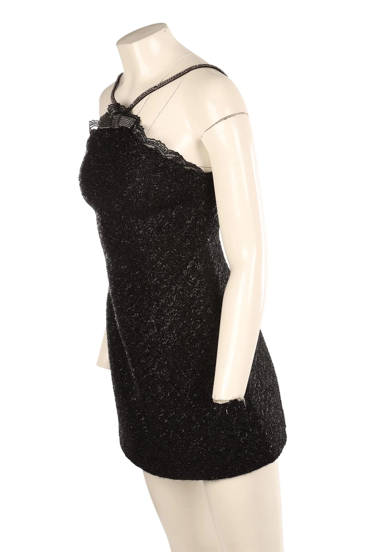 SELF-PORTRAIT BLACK WOOL MINI DRESS UK 8 - Image 3
