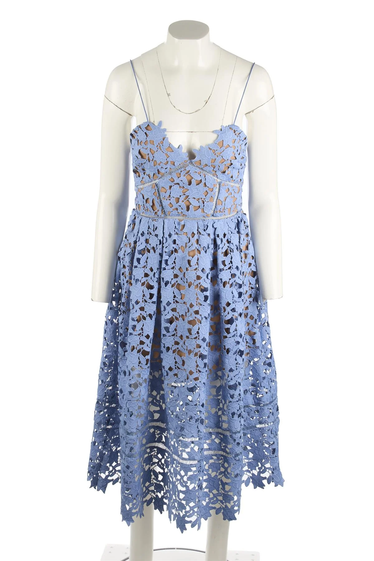 SELF-PORTRAIT BLUE CROCHET MIDI DRESS UK 10 - Image 2