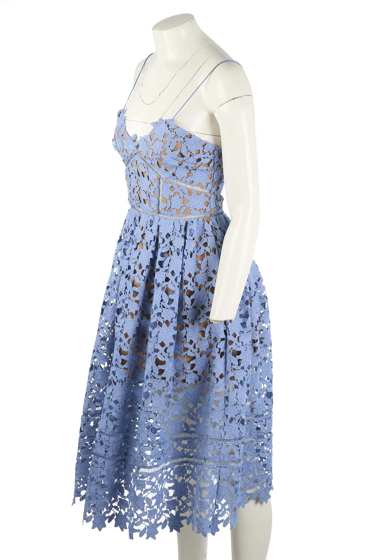 SELF-PORTRAIT BLUE CROCHET MIDI DRESS UK 10 - Image 3