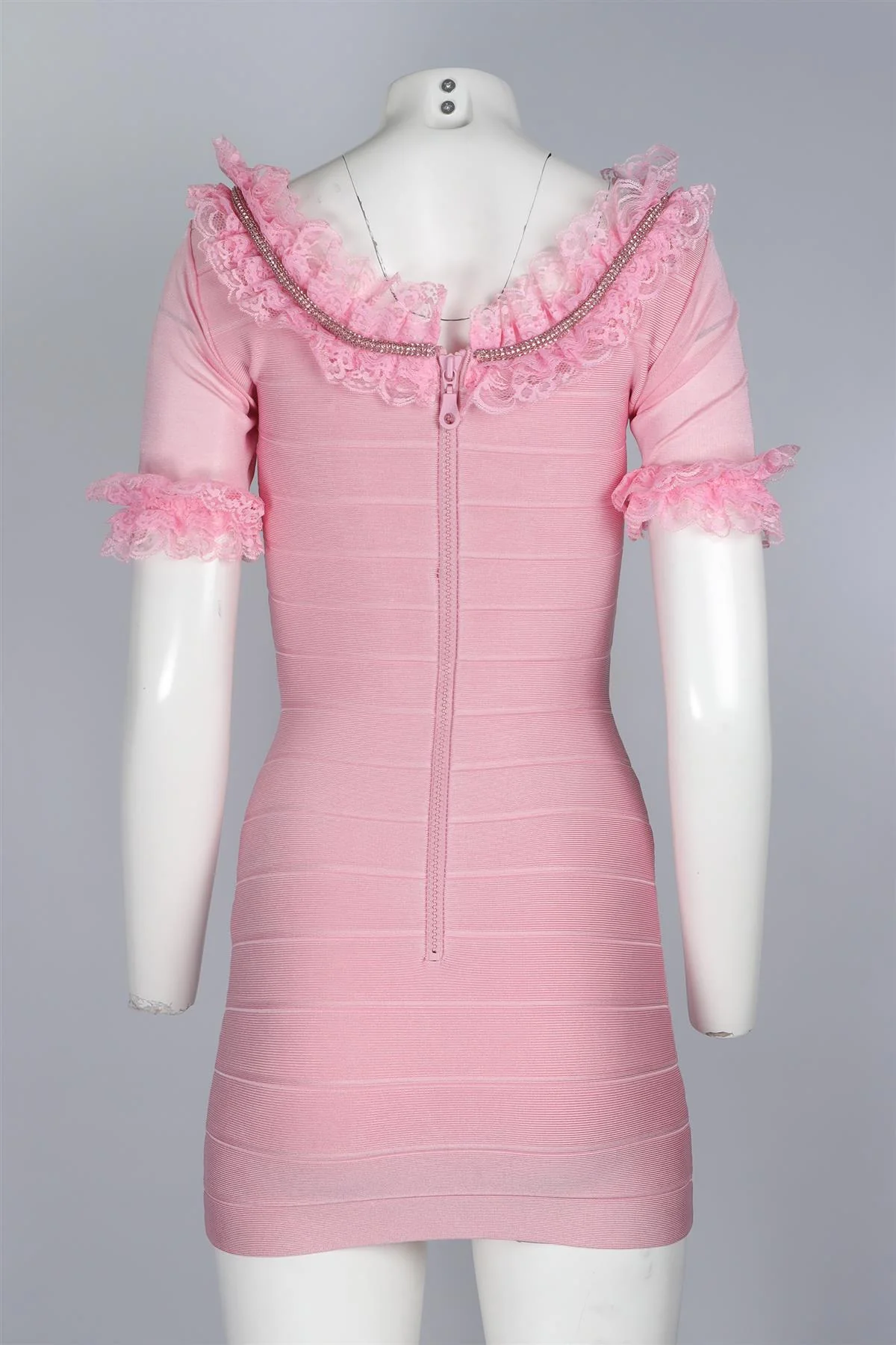 SELF-PORTRAIT + CHRISTOPHER KANE PINK BANDAGE MINI DRESS UK 6 - Image 4