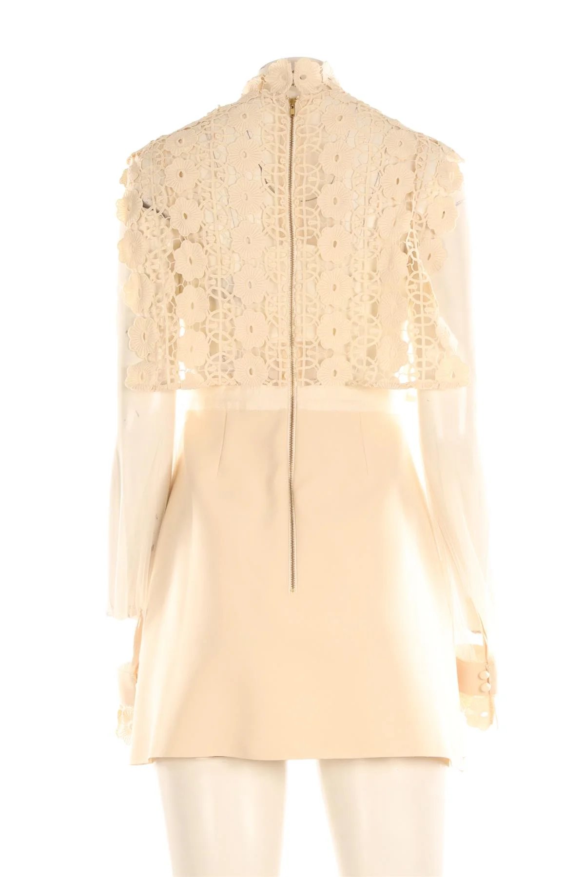 SELF-PORTRAIT CREAM CROCHET MINI DRESS UK 10 - Image 4