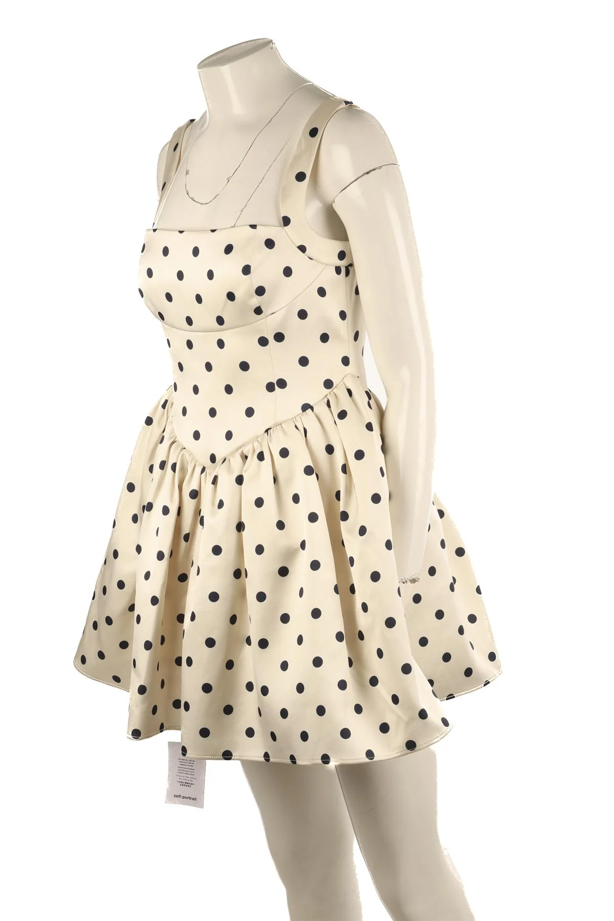SELF-PORTRAIT CREAM SATIN MINI DRESS UK 8 - Image 3