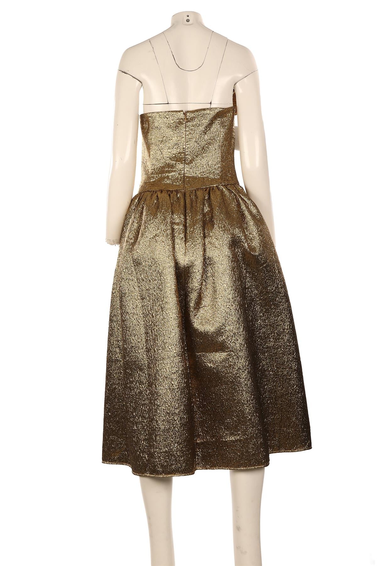 SELF-PORTRAIT GOLD LUREX MIDI DRESS UK 16 - Image 3