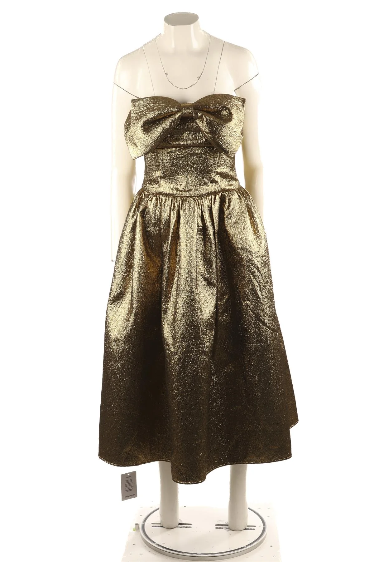 SELF-PORTRAIT GOLD LUREX MIDI DRESS UK 8 - Image 2
