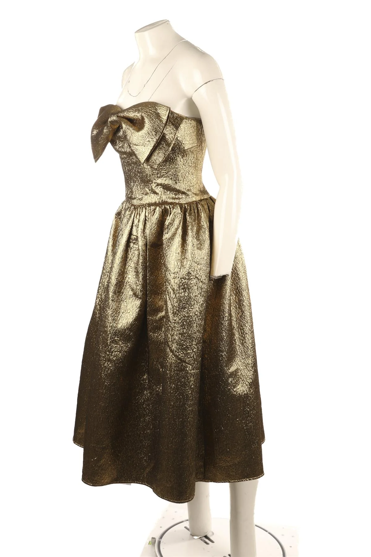 SELF-PORTRAIT GOLD LUREX MIDI DRESS UK 8 - Image 3
