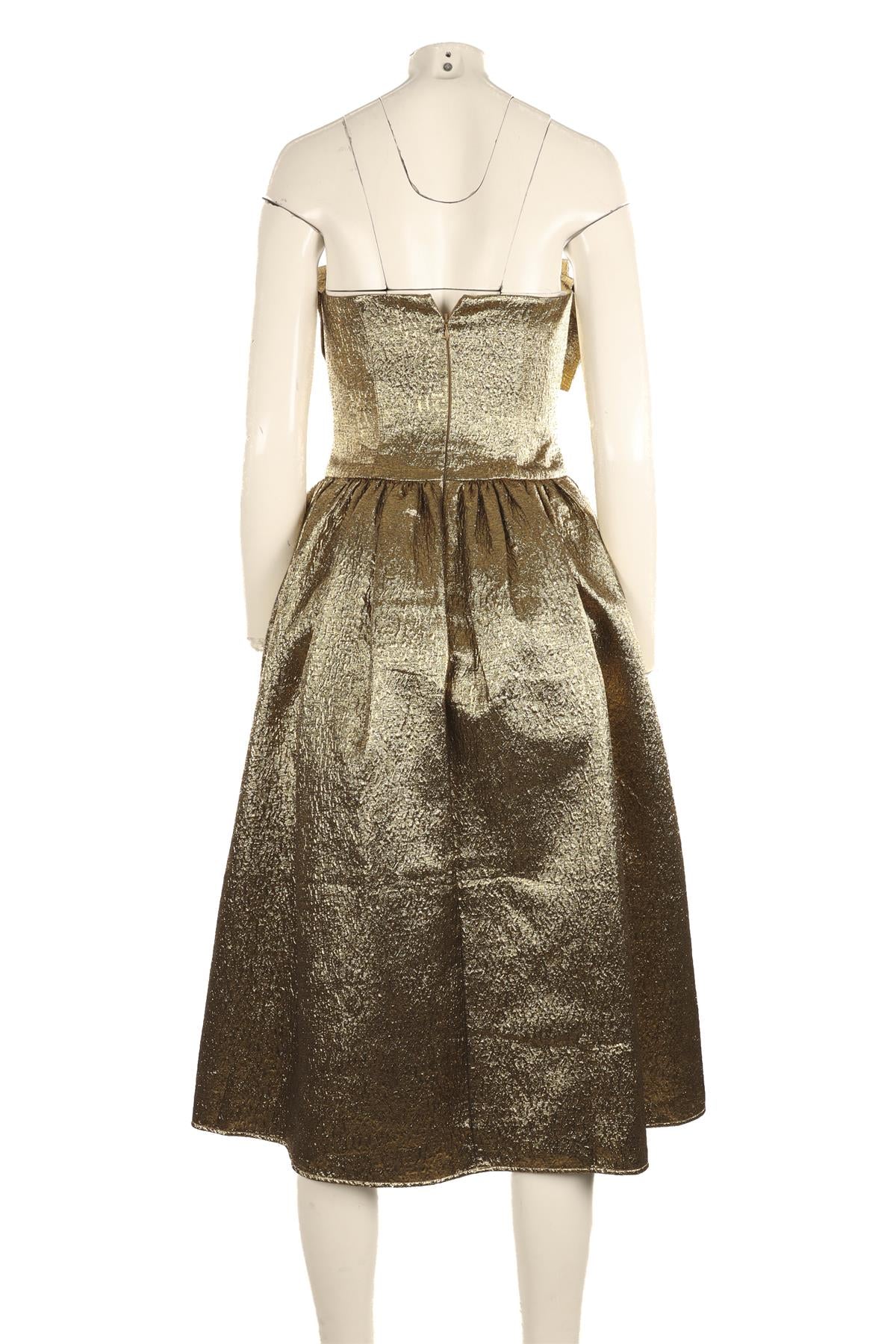 SELF-PORTRAIT GOLD LUREX MIDI DRESS UK 8 - Image 4