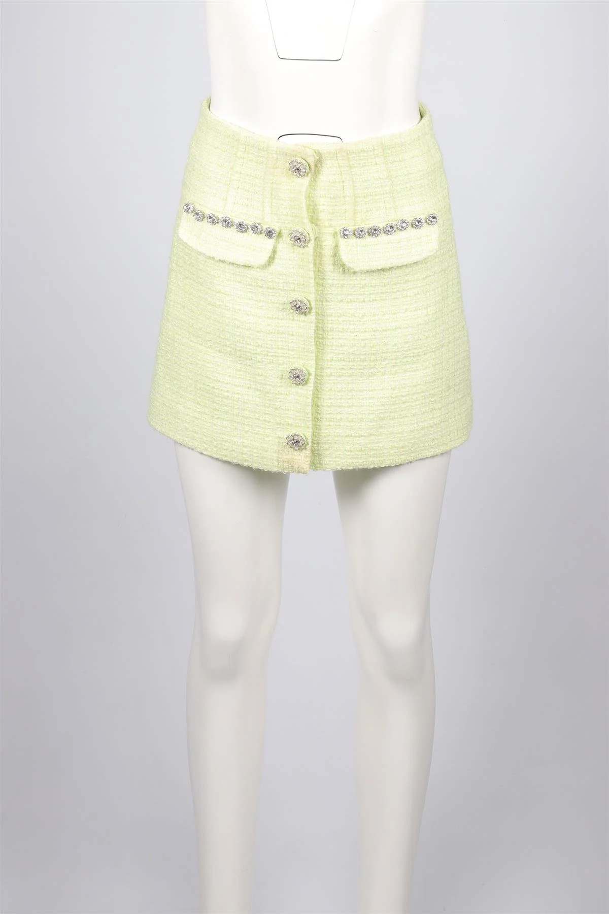 SELF-PORTRAIT GREEN TWEED MINI SKIRT UK 6 - Image 2