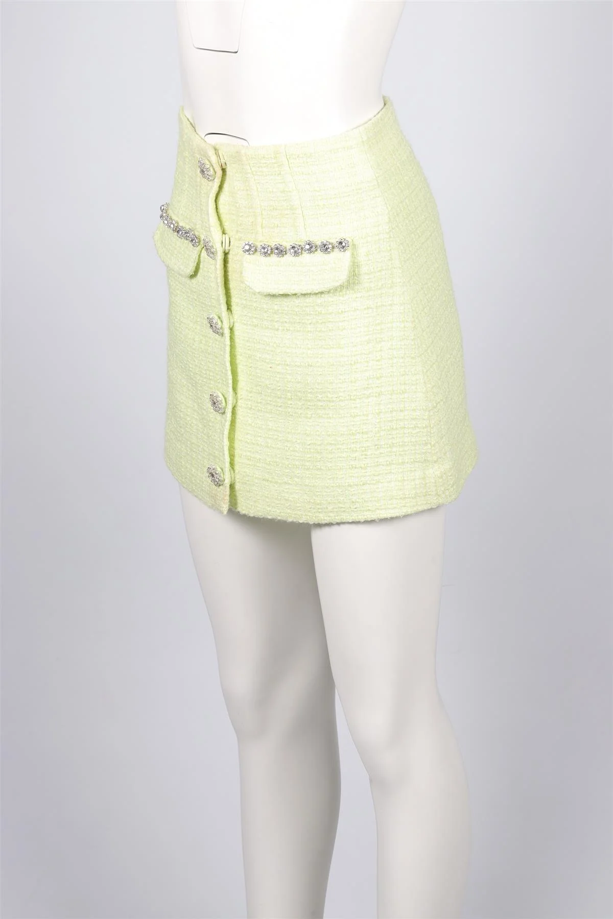 SELF-PORTRAIT GREEN TWEED MINI SKIRT UK 6 - Image 3