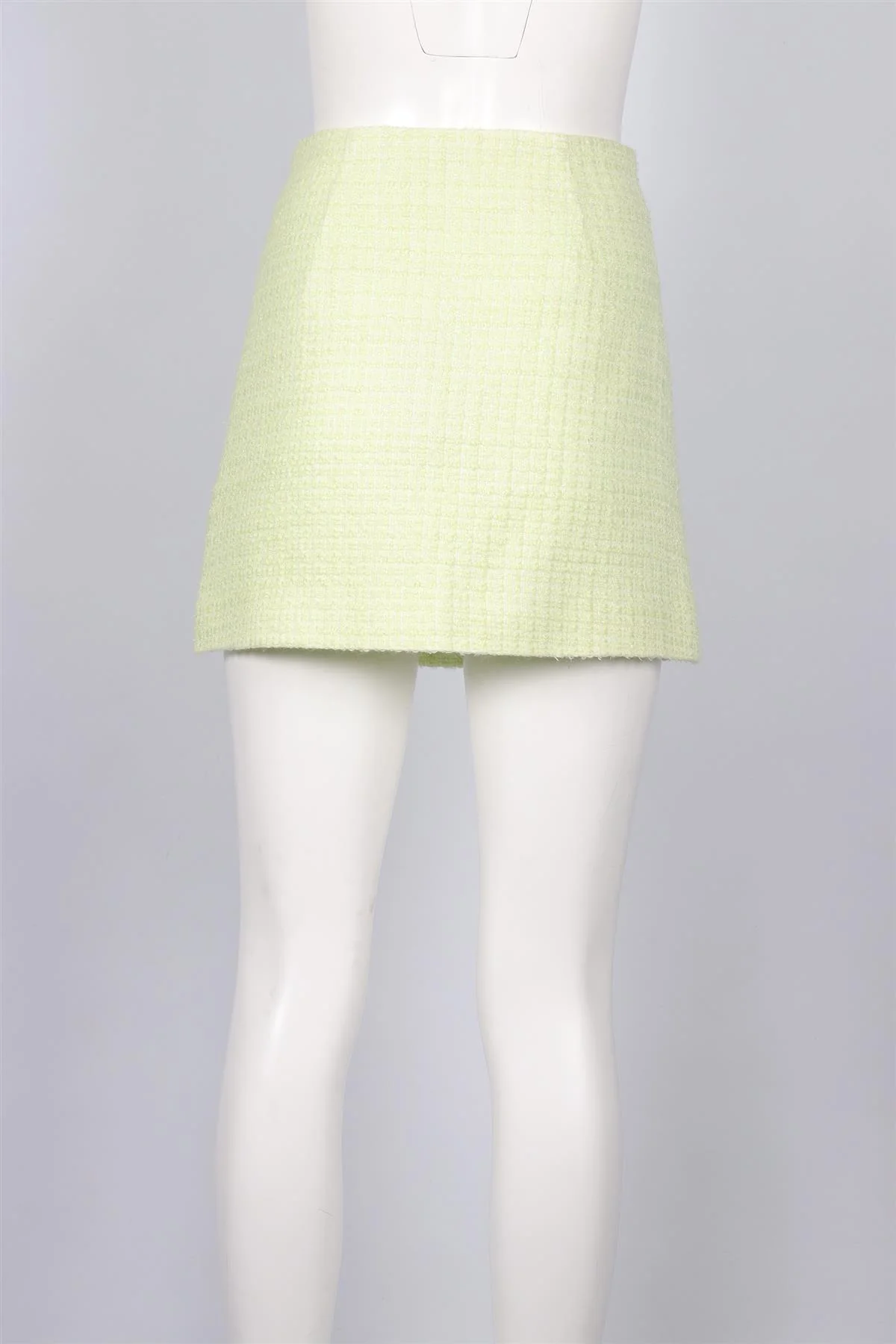 SELF-PORTRAIT GREEN TWEED MINI SKIRT UK 6 - Image 4