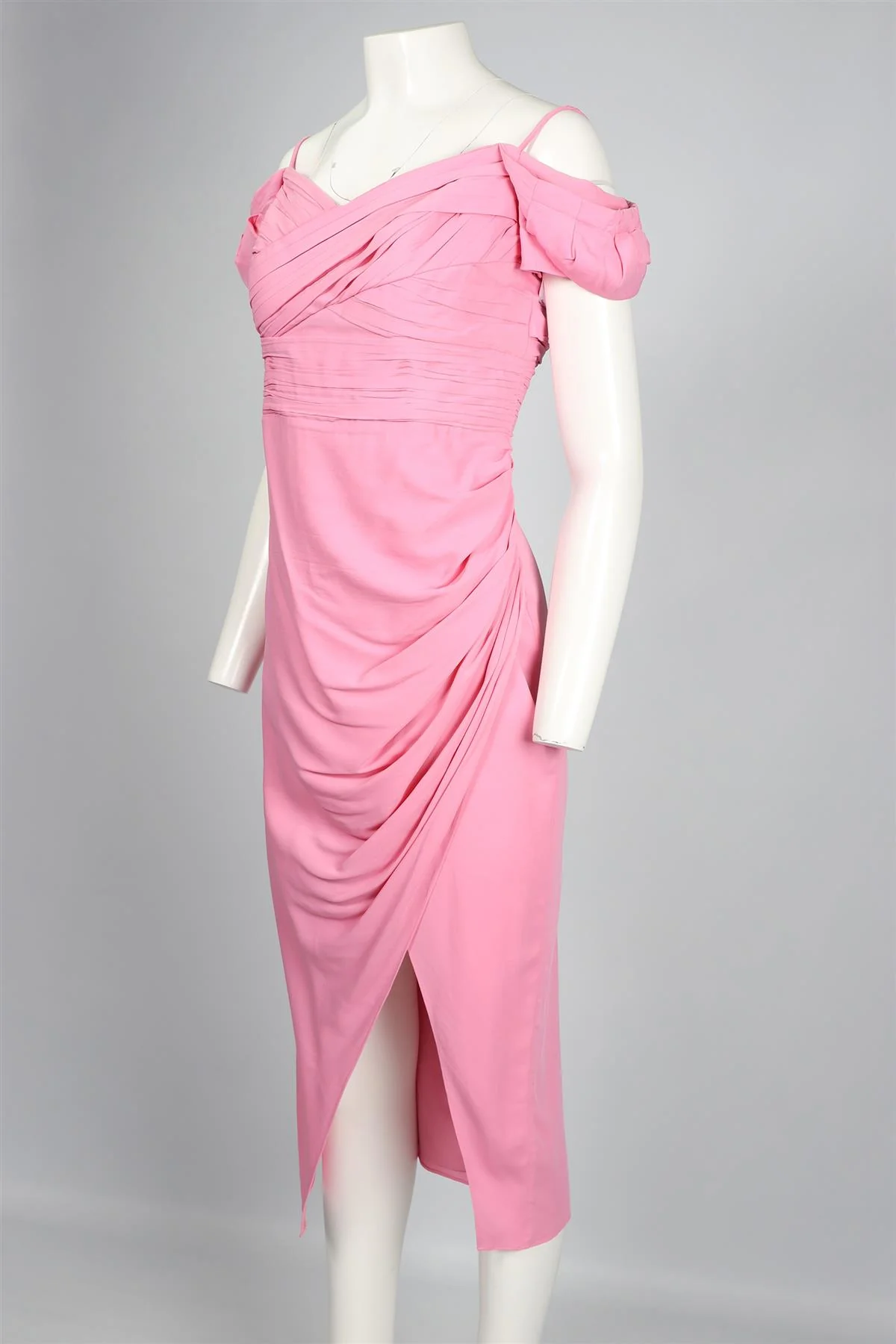 SELF-PORTRAIT PINK CREPE MIDI DRESS UK 12 - Image 3