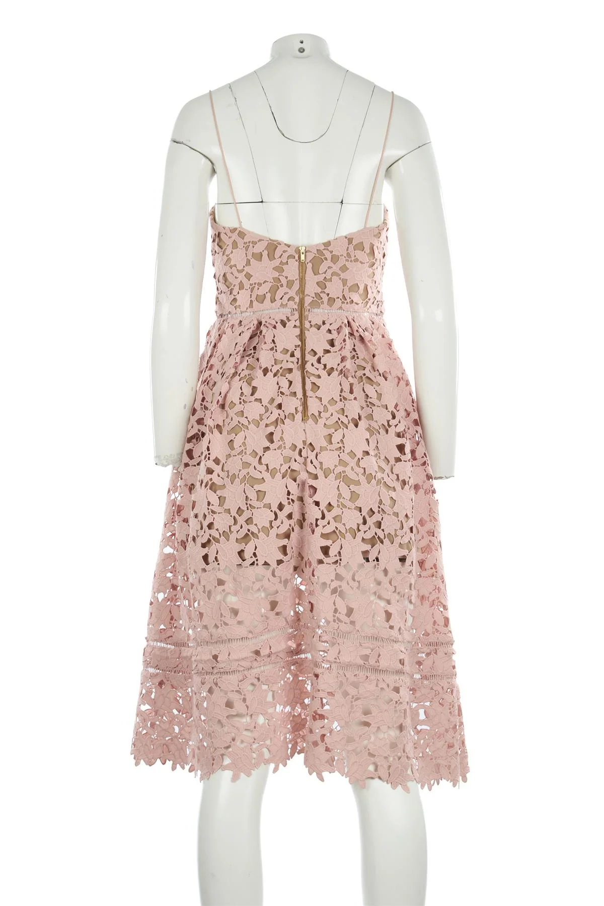 SELF-PORTRAIT PINK CROCHET MIDI DRESS UK 10 - Image 4