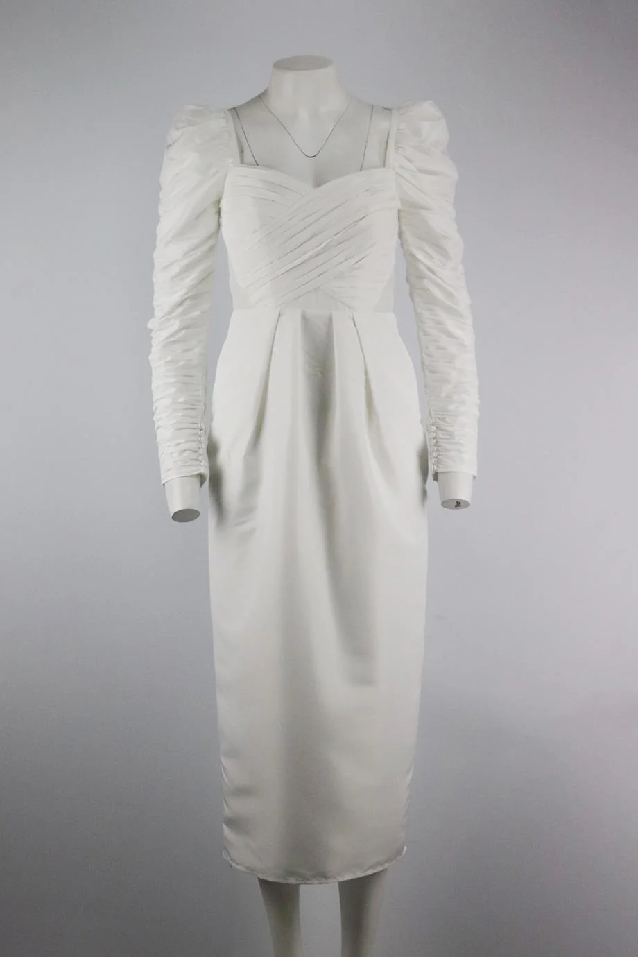 SELF-PORTRAIT RUCHED TAFFETA MIDI DRESS UK 8 - Image 2