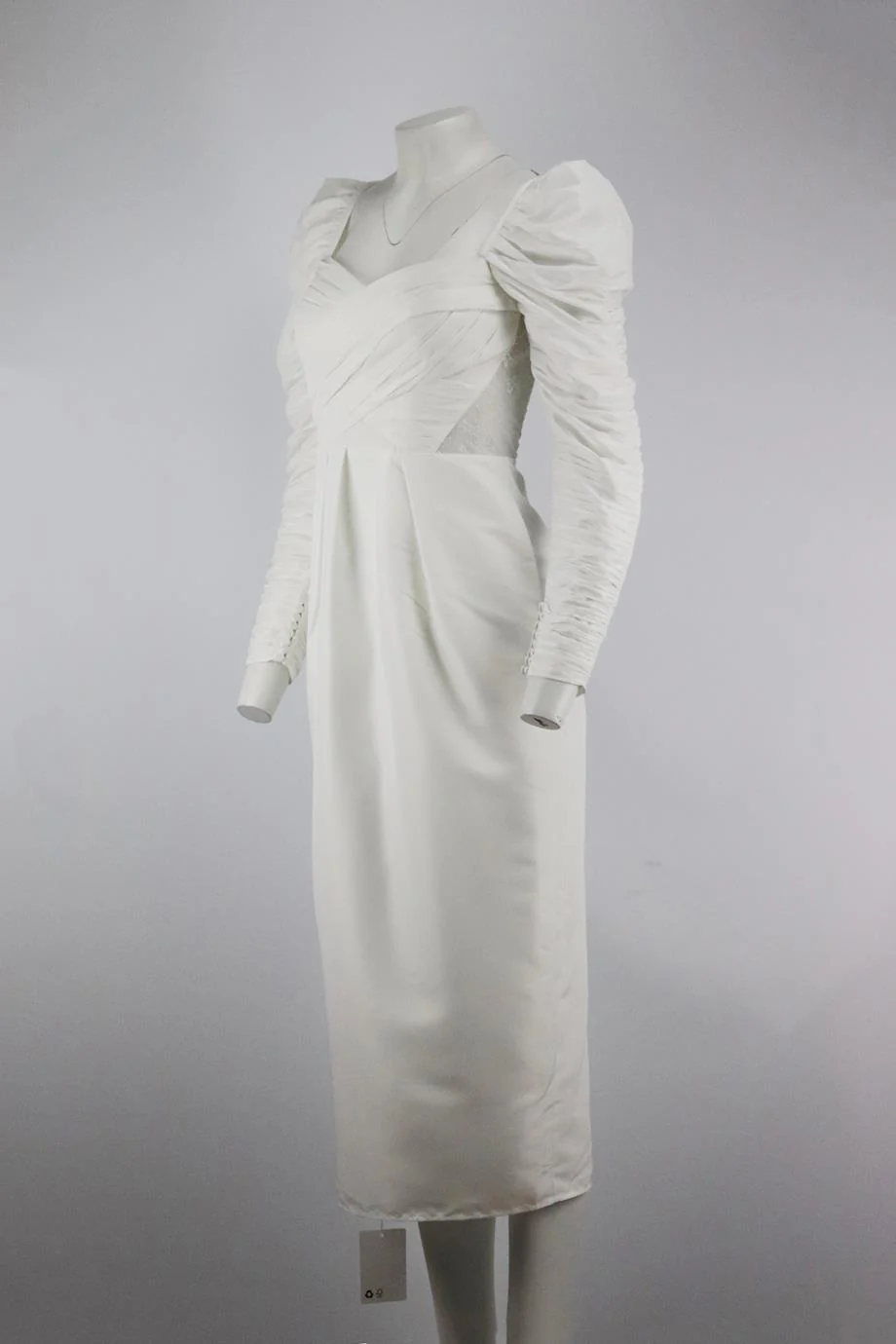 SELF-PORTRAIT RUCHED TAFFETA MIDI DRESS UK 8 - Image 3