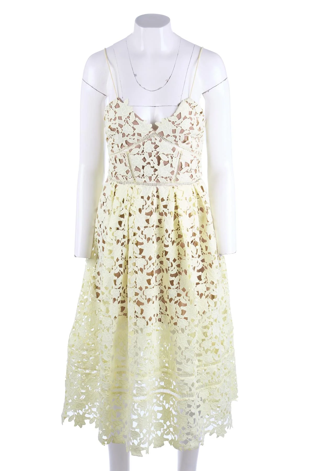SELF-PORTRAIT YELLOW CROCHET MIDI DRESS UK 10 - Image 2