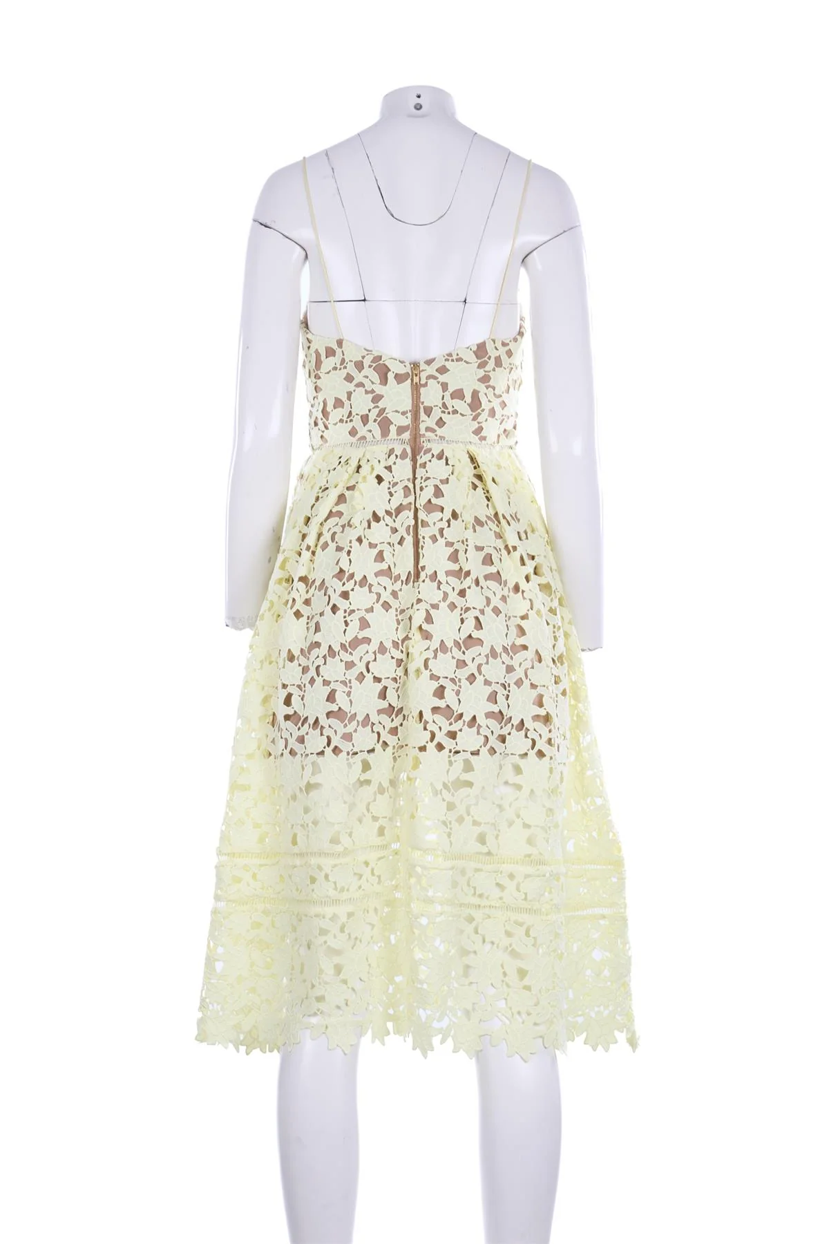 SELF-PORTRAIT YELLOW CROCHET MIDI DRESS UK 10 - Image 4