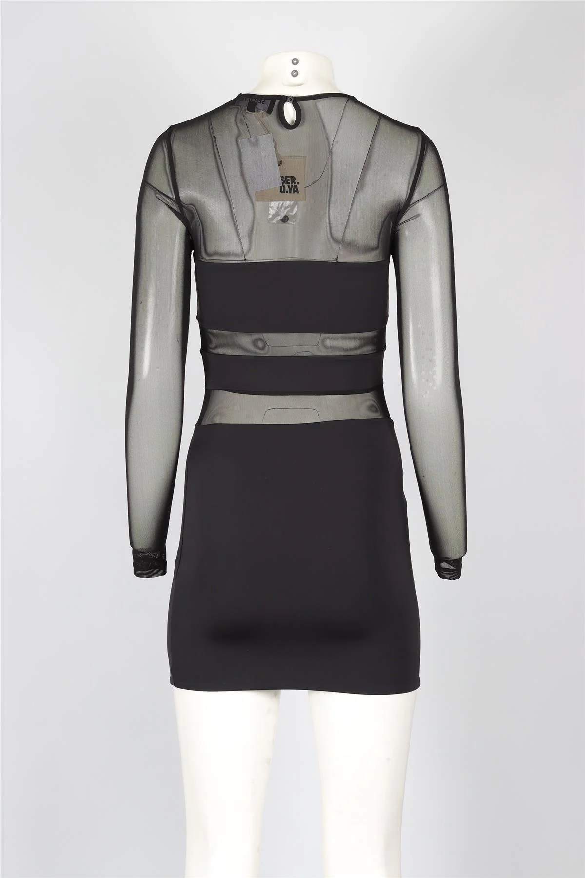SER.O.YA BLACK MESH MINI DRESS XSMALL - Image 4