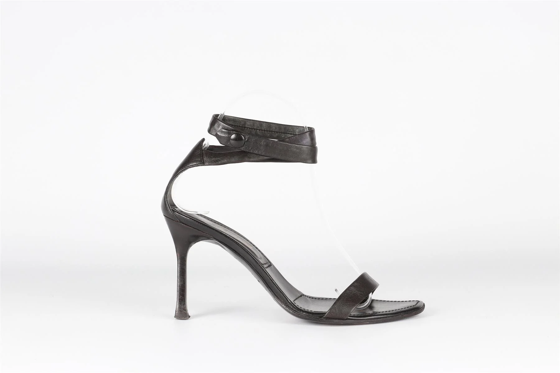SERGIO ROSSI BLACK LEATHER SANDALS EU 35.5 UK 2.5 US 5.5 - Image 2