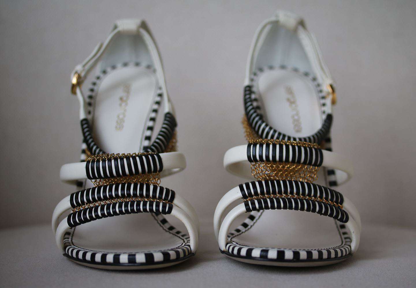 SERGIO ROSSI CHAIN MAIL LEATHER SANDALS EU 38 UK 5 US 8 - Image 3