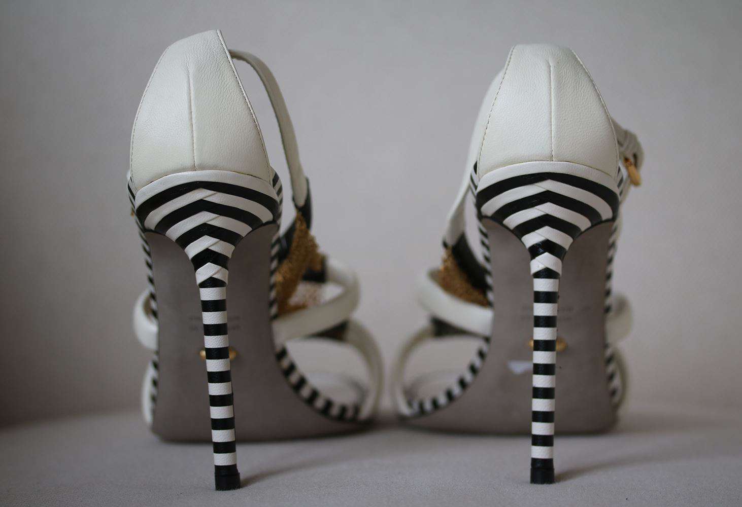 SERGIO ROSSI CHAIN MAIL LEATHER SANDALS EU 38 UK 5 US 8 - Image 4