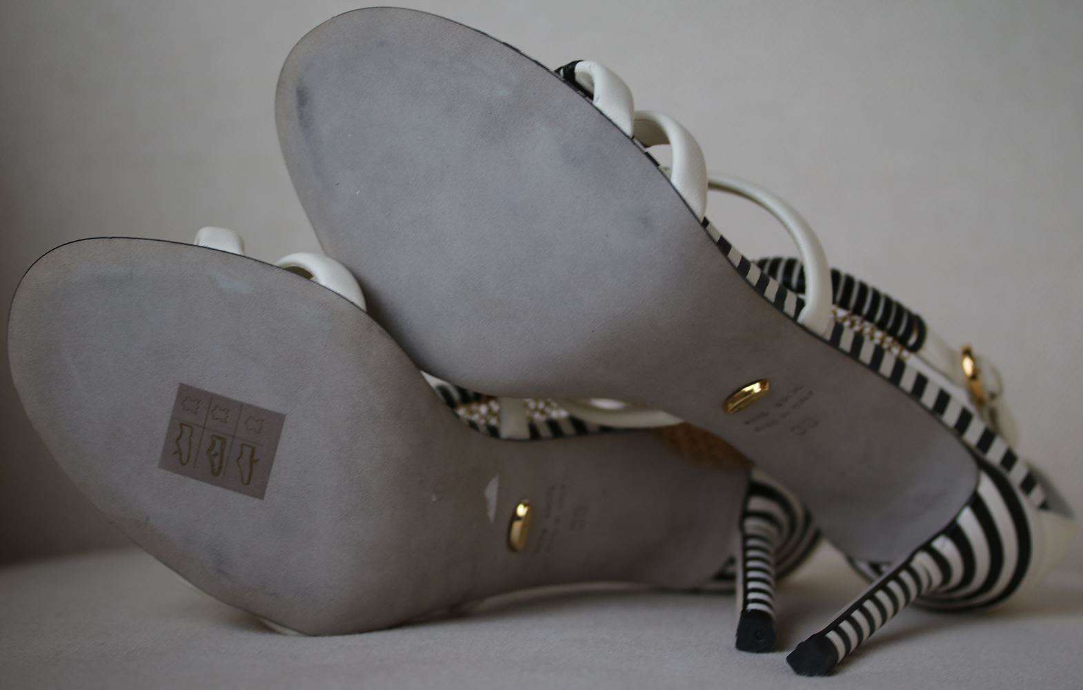 SERGIO ROSSI CHAIN MAIL LEATHER SANDALS EU 38 UK 5 US 8 - Image 5