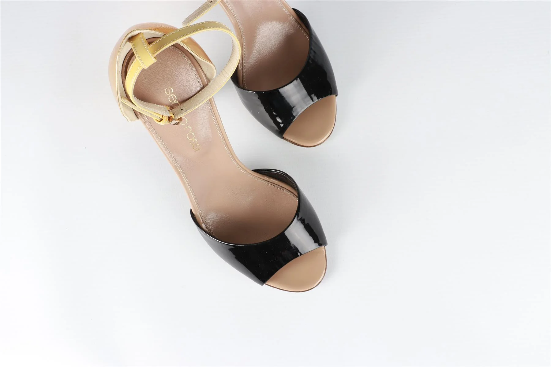 SERGIO ROSSI GOLD AND BLACK LEATHER SANDALS EU 35.5 UK 2.5 US 5.5 - Image 4