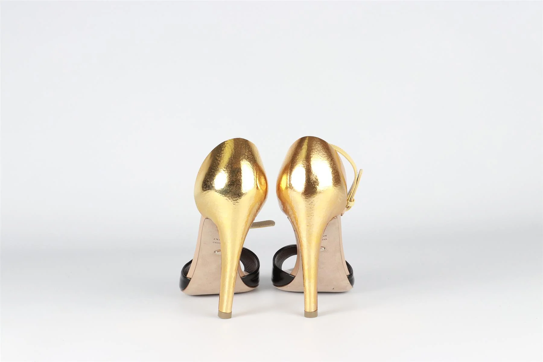 SERGIO ROSSI GOLD AND BLACK LEATHER SANDALS EU 35.5 UK 2.5 US 5.5 - Image 5