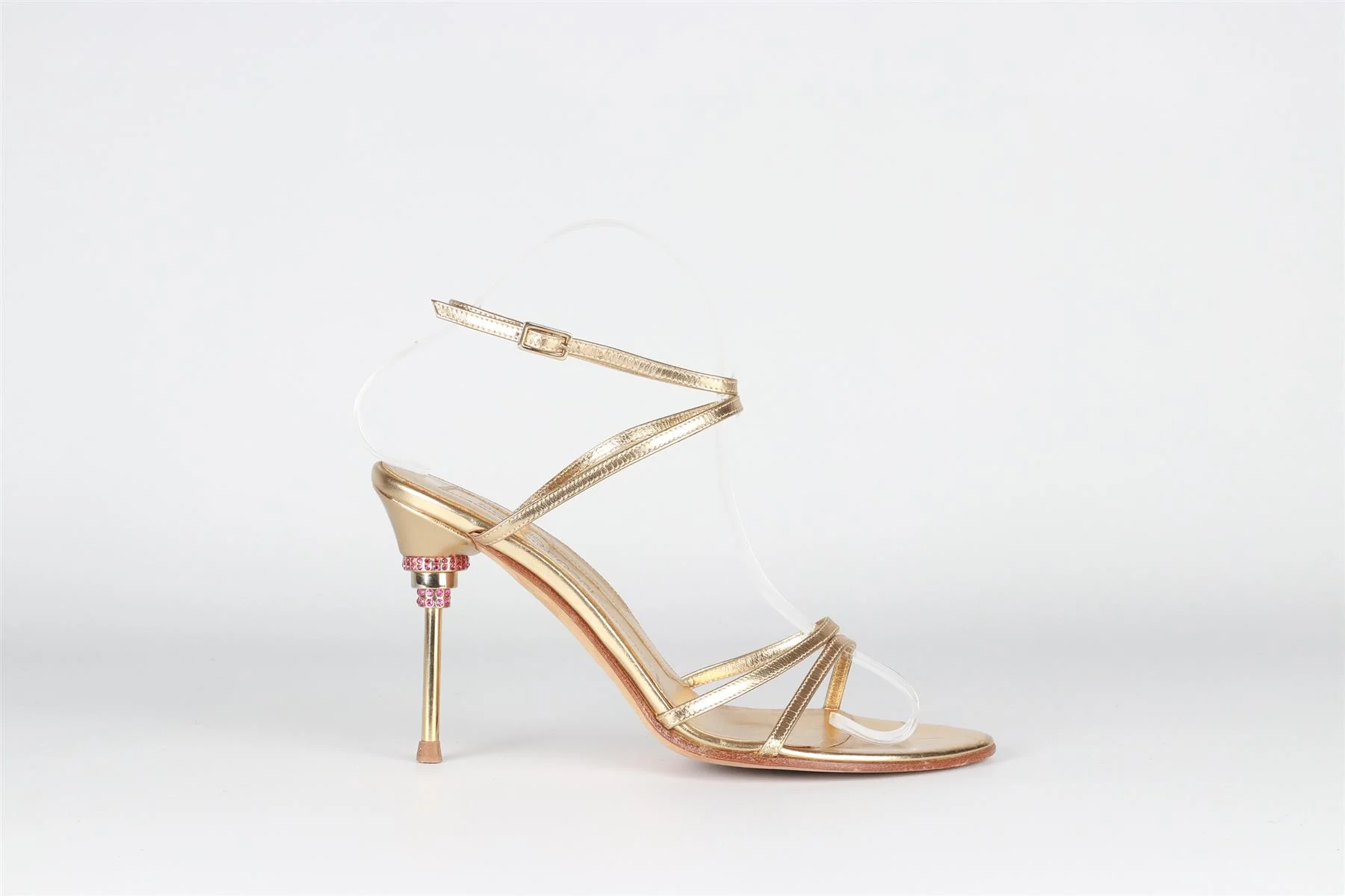 SERGIO ROSSI GOLD LEATHER SANDALS EU 36 UK 3 US 6 - Image 2