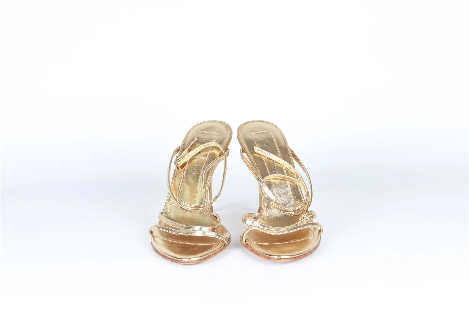 SERGIO ROSSI GOLD LEATHER SANDALS EU 36 UK 3 US 6 - Image 3