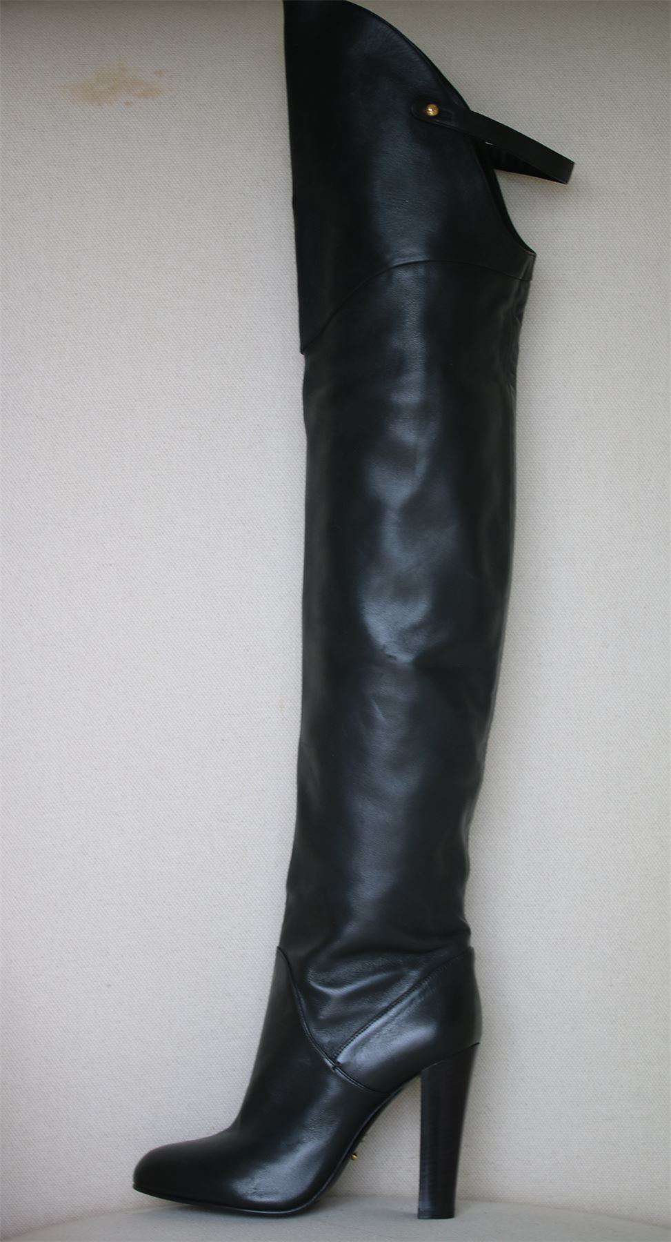 SERGIO ROSSI OVER-THE-KNEE LEATHER BOOTS EU 37.5 UK 4.5 US 7.5 - Image 3