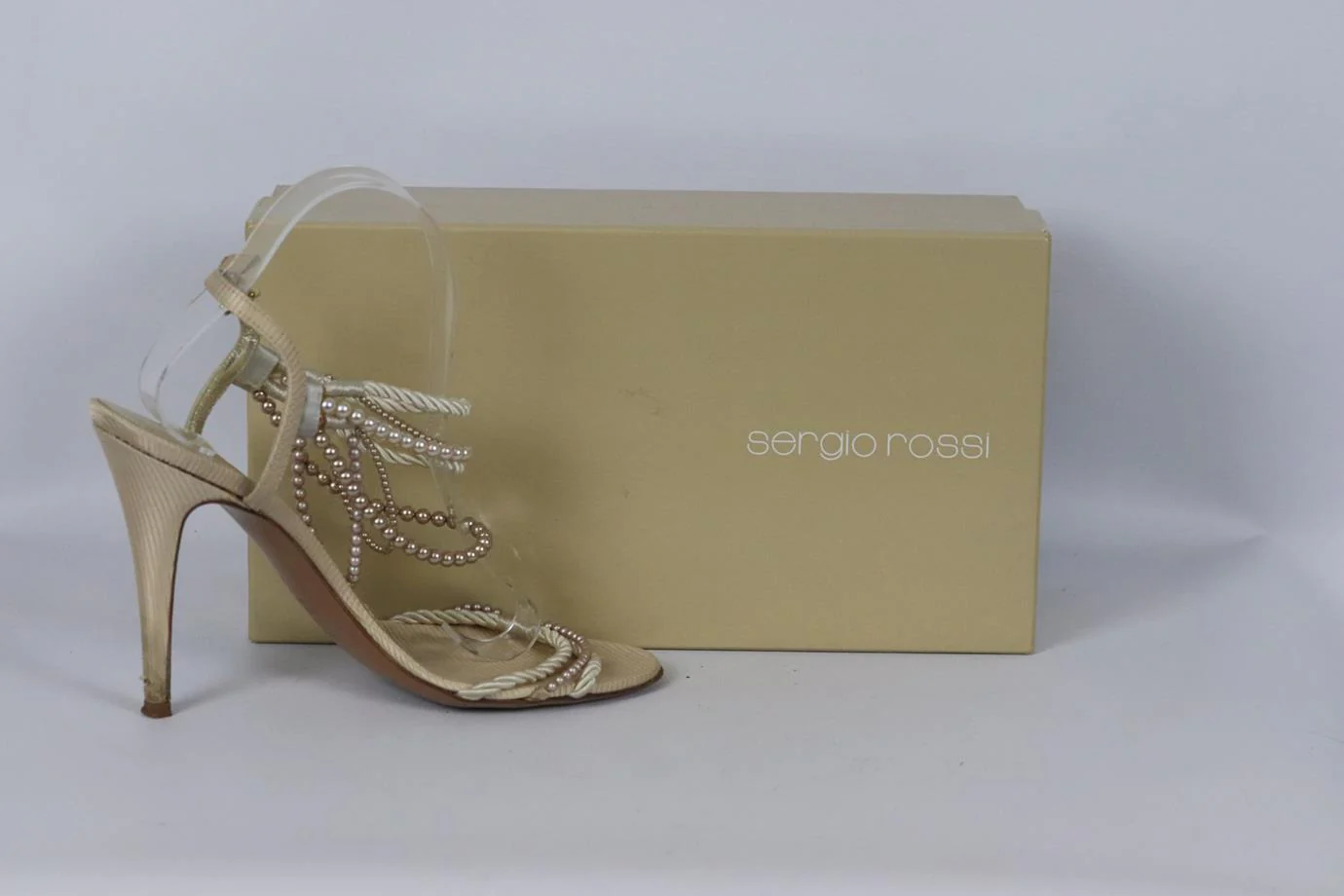 SERGIO ROSSI PEARL EMBELLISHED SATIN SANDALS EU 40 UK 7 US 10 - Image 6