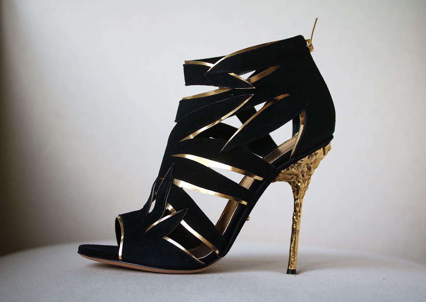 SERGIO ROSSI RAMAGE LEAF CUTOUT CAGED SANDALS EU 38.5 UK 5.5 US 8.5 - Image 2