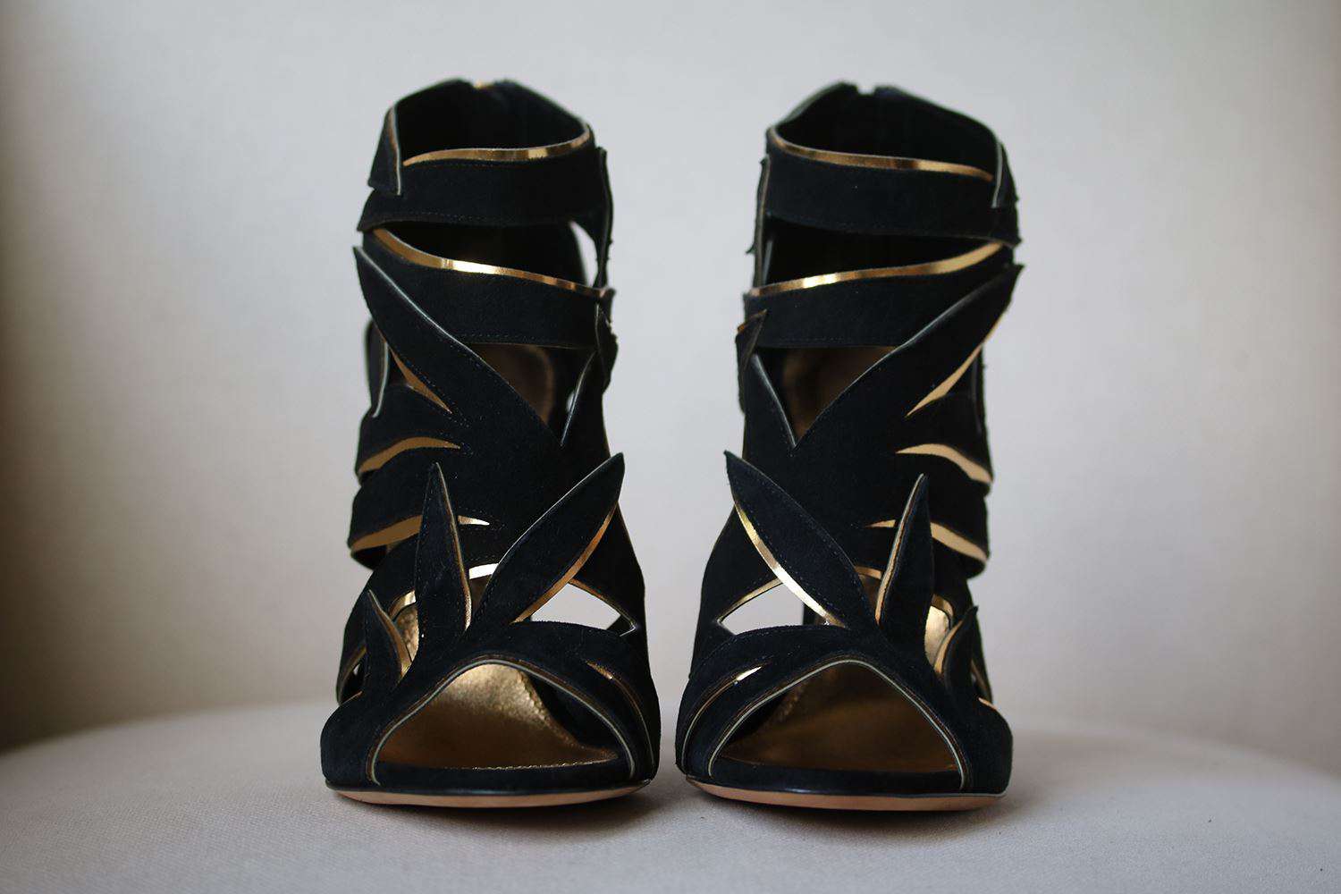 SERGIO ROSSI RAMAGE LEAF CUTOUT CAGED SANDALS EU 38.5 UK 5.5 US 8.5 - Image 4