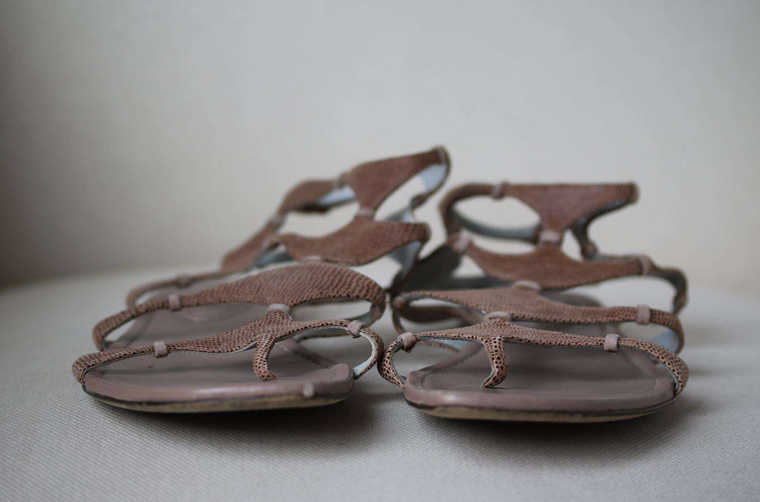 SERGIO ROSSI SUEDE PRINTED CUTOUT SANDALS EU 38.5 UK 5.5 US 8.5 - Image 3