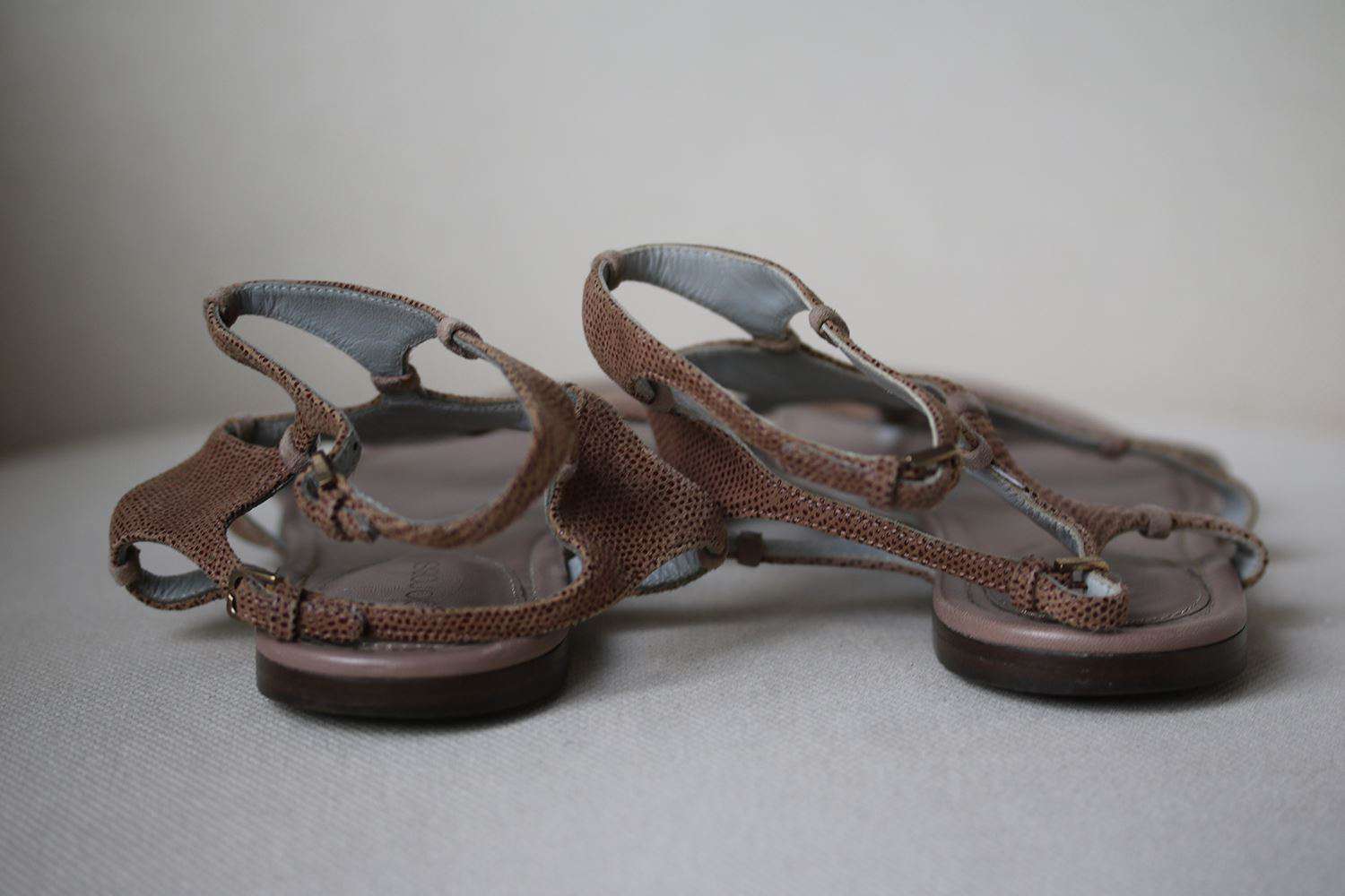 SERGIO ROSSI SUEDE PRINTED CUTOUT SANDALS EU 38.5 UK 5.5 US 8.5 - Image 4