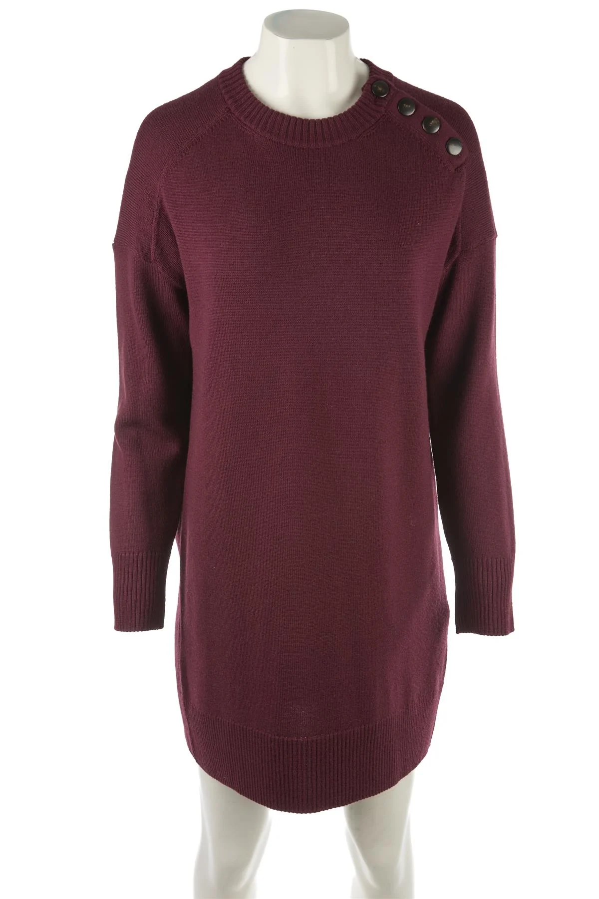 SEZANE BURGUNDY WOOL MINI DRESS MEDIUM - Image 2