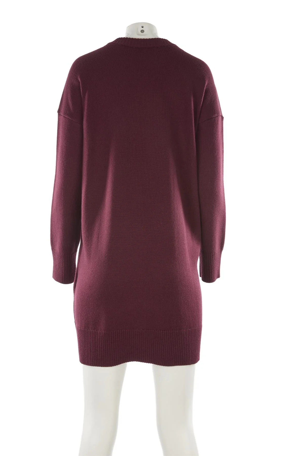 SEZANE BURGUNDY WOOL MINI DRESS MEDIUM - Image 4