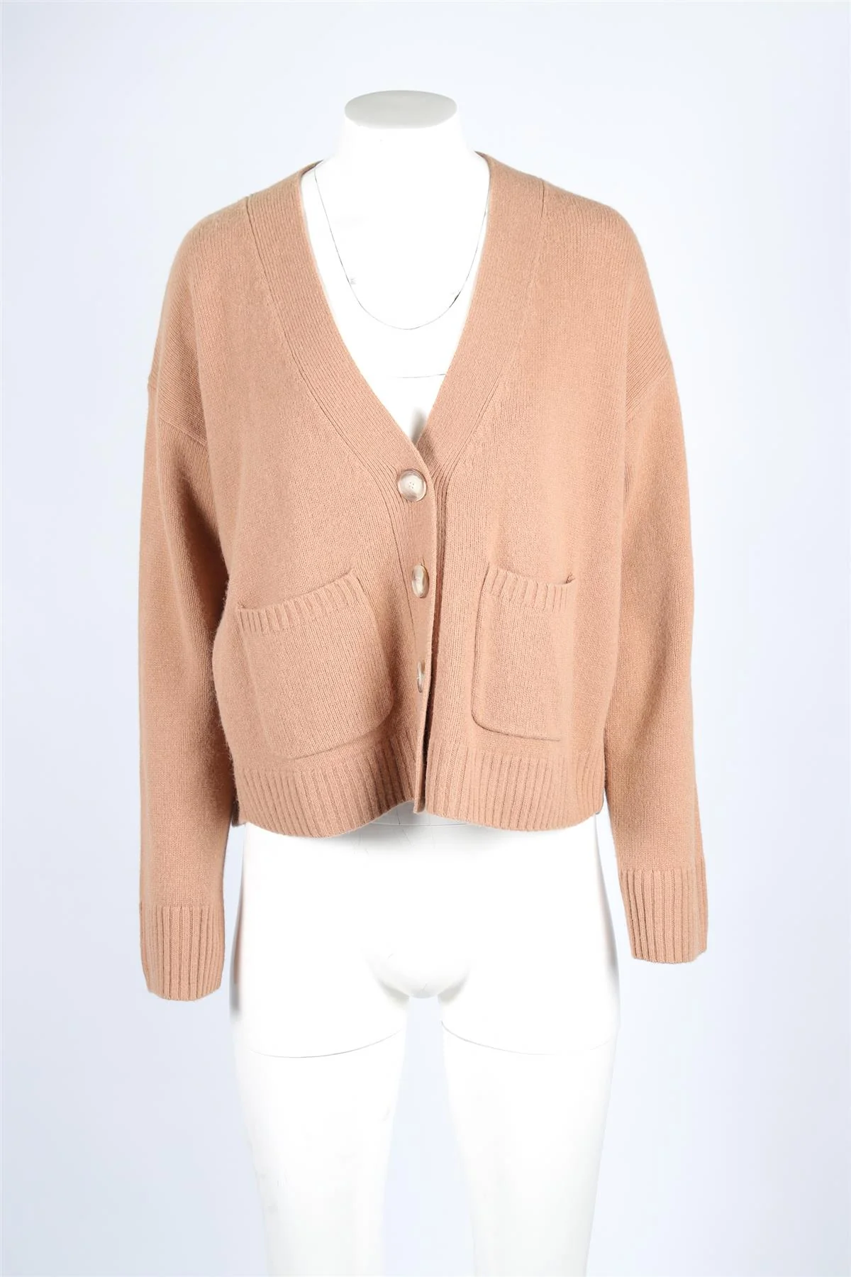 SEZANE TAN WOOL CARDIGAN MEDIUM - Image 2