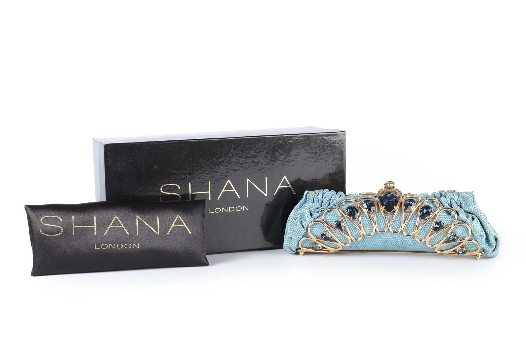 SHANA LONDON BLUE CRYSTAL AND PYTHON CLUTCH - Image 11