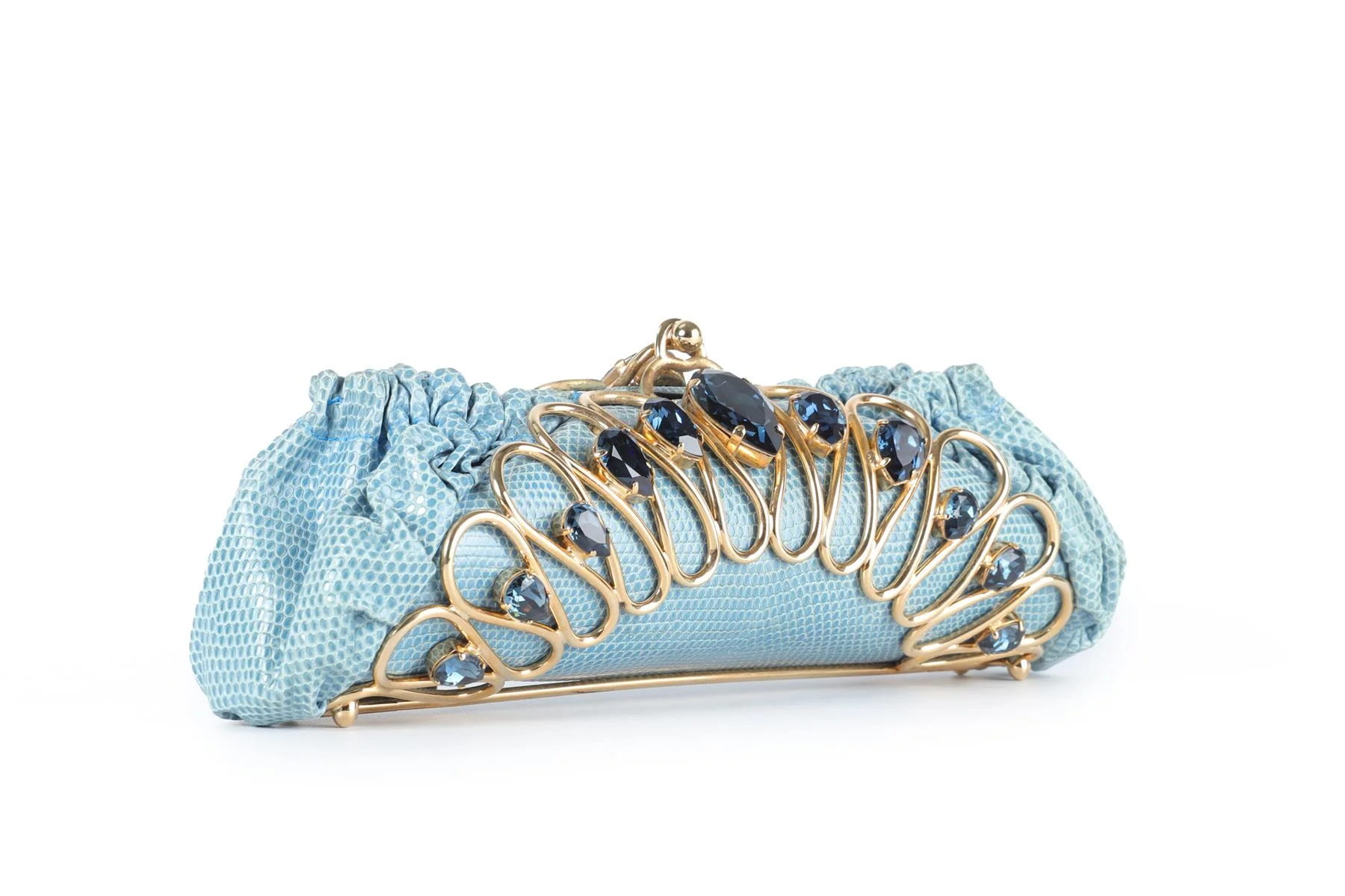 SHANA LONDON BLUE CRYSTAL AND PYTHON CLUTCH - Image 3