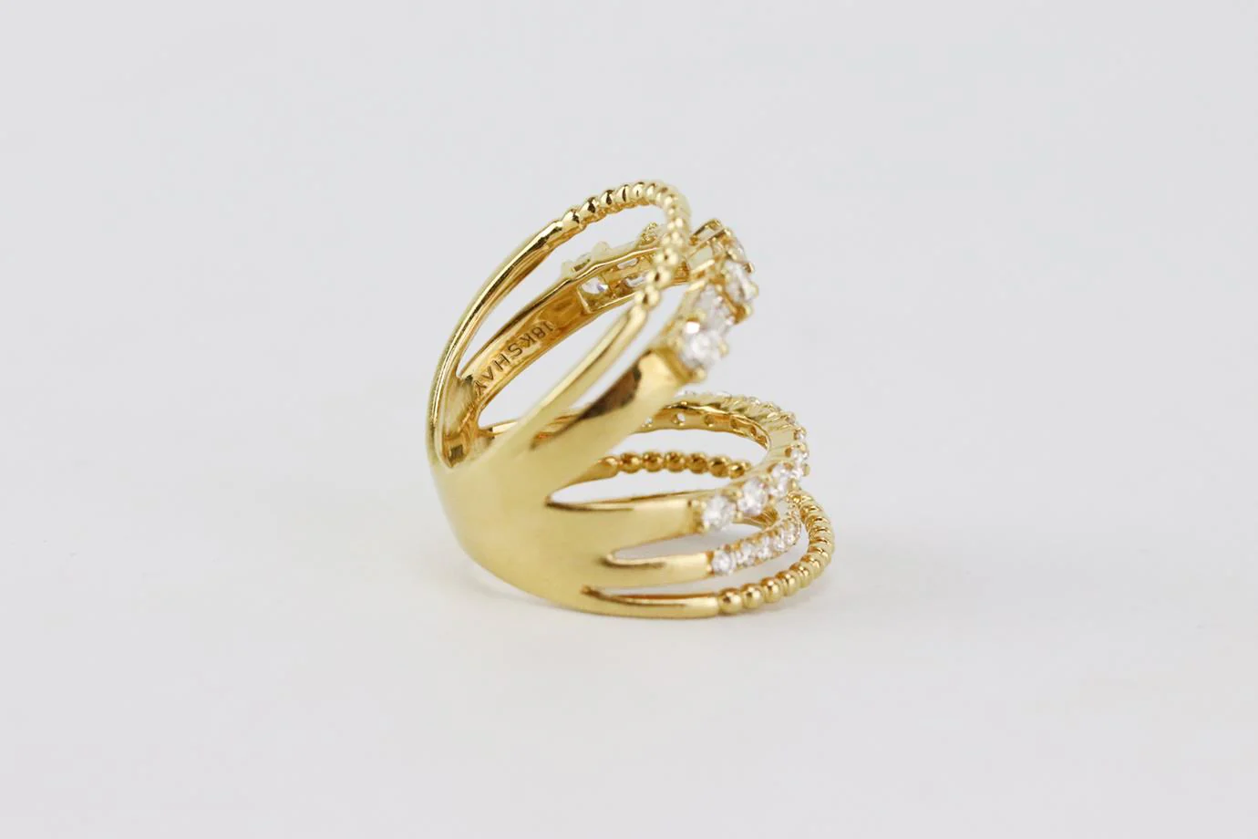 SHAY 18K YELLOW GOLD AND OPEN MIXED DIAMOND RING 16 MM - Image 3