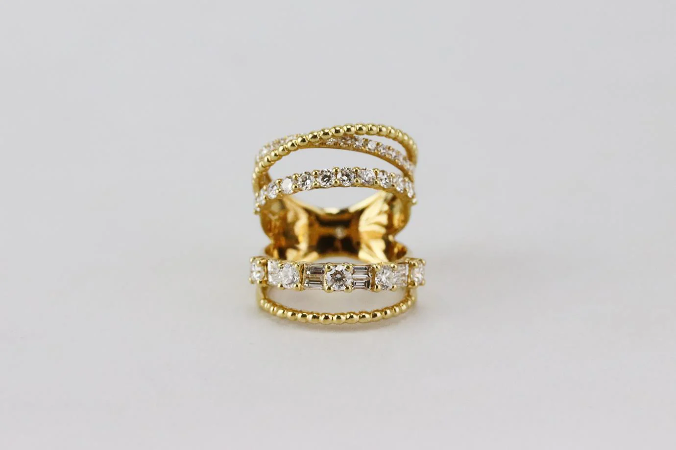 SHAY 18K YELLOW GOLD AND OPEN MIXED DIAMOND RING 16 MM - Image 6