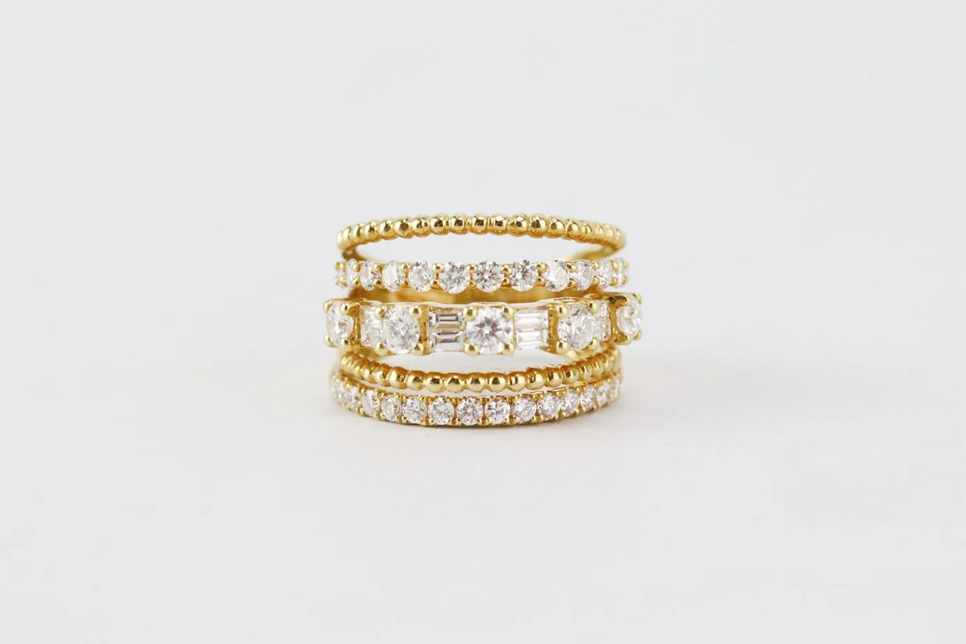 SHAY 18K YELLOW GOLD AND OPEN MIXED DIAMOND RING 16 MM - Image 2