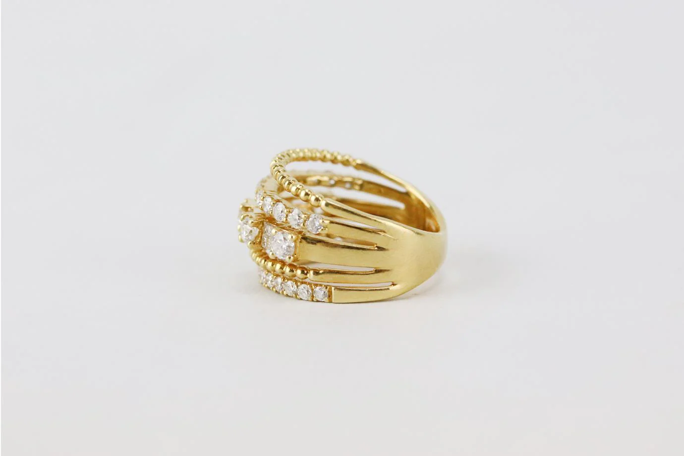 SHAY 18K YELLOW GOLD AND OPEN MIXED DIAMOND RING 16 MM - Image 6