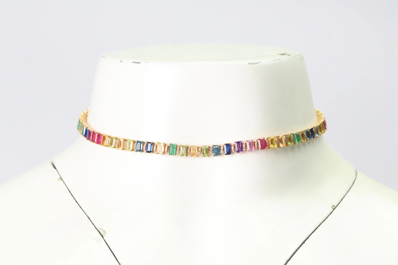 SHAY JEWELLERY RAINBOW ETERNITY 18K ROSE GOLD DIAMOND, SAPPHIRE, EMERALD AND RUBIES NECKLACE - Image 2