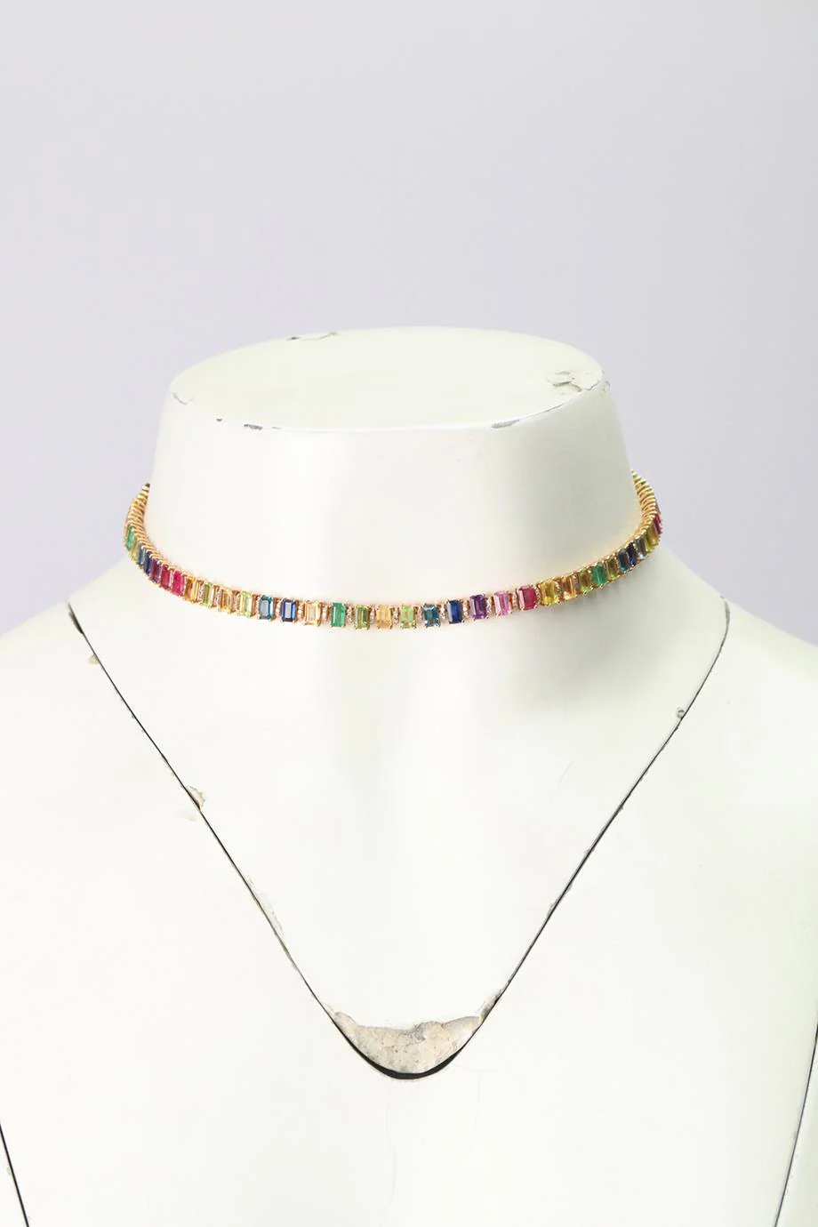 SHAY JEWELLERY RAINBOW ETERNITY 18K ROSE GOLD DIAMOND, SAPPHIRE, EMERALD AND RUBIES NECKLACE - Image 3
