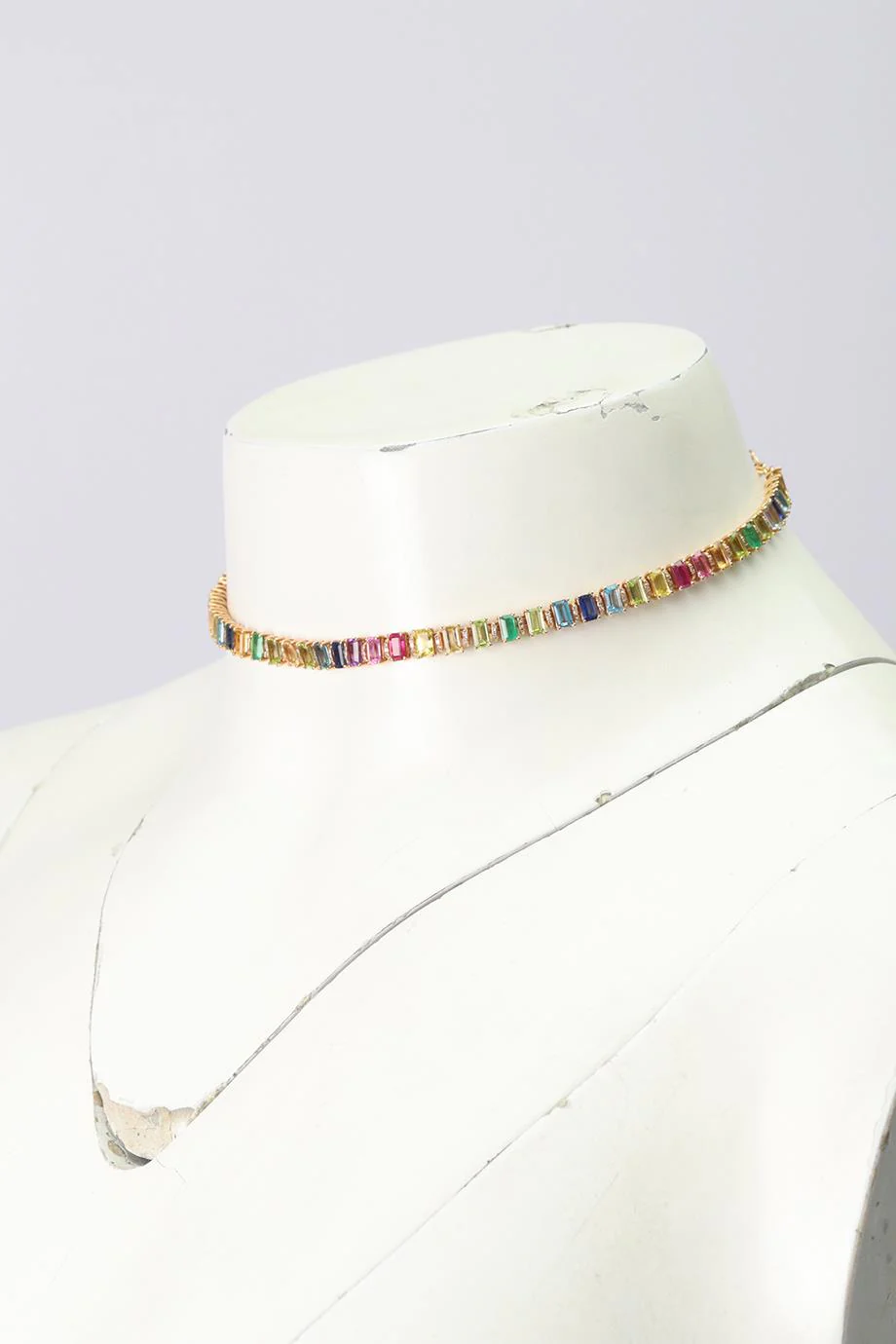 SHAY JEWELLERY RAINBOW ETERNITY 18K ROSE GOLD DIAMOND, SAPPHIRE, EMERALD AND RUBIES NECKLACE - Image 4